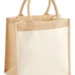 Cotton pocket jute midi bag z nadrukiem