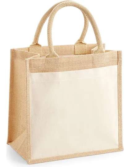 Cotton pocket jute midi bag z nadrukiem