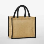Natural Starched Jute Midi Bag z nadrukiem