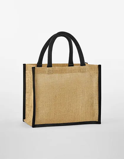 Natural Starched Jute Midi Bag z nadrukiem
