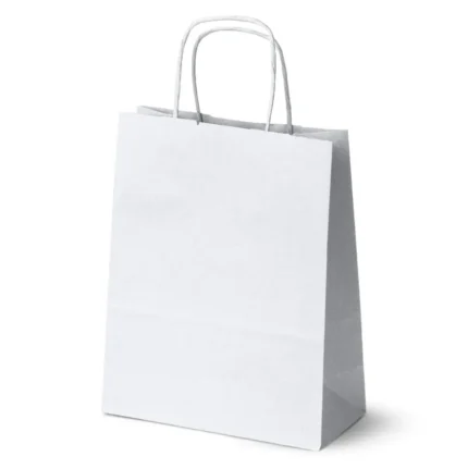 Torba papierowa 18x8x21cm biała z nadrukiem