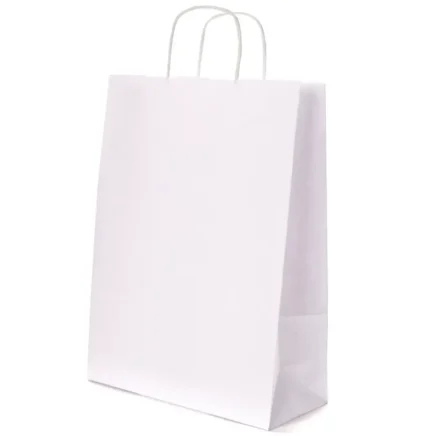 Torba papierowa biała 24x10x32cm z nadrukiem
